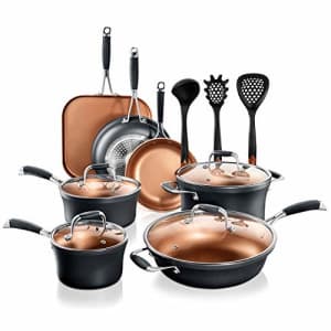 NutriChef Stackable Pots and Pans Set 14-pcs Luxurious Stackable Cookware Set Sauce Pans Nonstick for $130