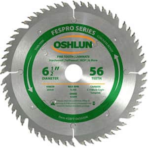 Oshlun SBFT-065056K 6-1/2-Inch 56 Tooth FesPro Thin Kerf ATAFR Saw Blade with 20mm Arbor for DeWalt for $34