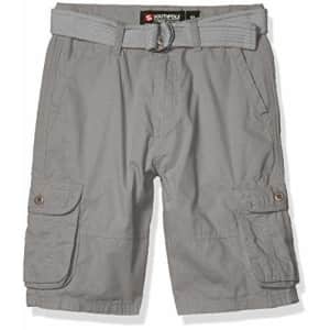Southpole - Kids Boys' Big Belted Ripstop Basic Cargo Shorts, Light Grey As, 8 for $15