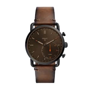 Fossil Men's Commuter Stainless Steel and Leather Hybrid Smartwatch, Color: Black, Brown (Model: for $99 Fossil Men's Commuter Stainless Steel and Leather Hybrid Smartwatch, Color: Black, Brown (Model: for $99