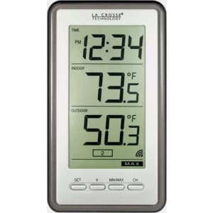 La Crosse Technology Wireless Indoor and Outdoor Temperature Digital Thermometer / Clock for $20 La Crosse Technology Wireless Indoor and Outdoor Temperature Digital Thermometer / Clock for $20
