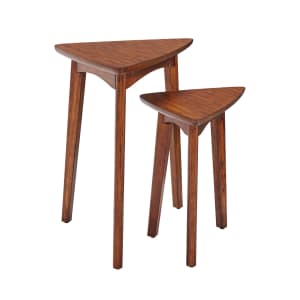 Alaterre Furniture Monterey 24" Mid-Century Wood Triangular Nesting End Tables for $136
