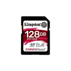 Kingston Canvas React 128GB SDXC Class 10 SD Memory Card UHS-I100MB/s R Flash Memory High Speed SD for $30