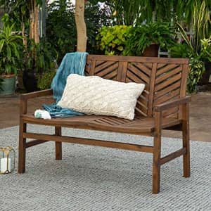 Walker Edison Furniture Company AZW48VINLSDB Outdoor Patio Wood Chevron Loveseat Chair All Weather for $274
