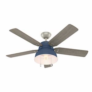 Hunter Fan 52 inch Indigo Blue Indoor / Outdoor Ceiling Fan with Light and Pull Chain for Patios, for $122