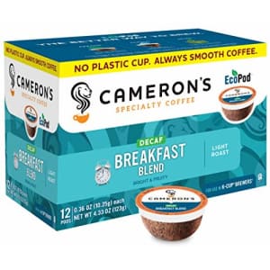 Cameron's Coffee Single Serve Pods, Decaf Breakfast Blend, 12 Count (Pack of 1) for $22