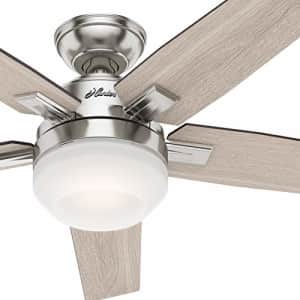 Hunter Fan 52 inch Contemporary Brushed Nickel Indoor Ceiling Fan with Light Kit and Remote Control for $90