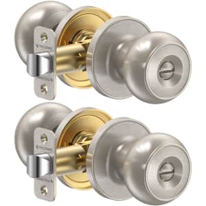 Ticonn Round Door Knobs with Deadbolt 2-Pack for $12