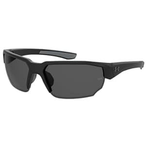 Under Armour Men's Blitzing Wrap Sunglasses Polarized, Matte Black, 70mm, 9mm for $78