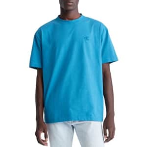 Calvin Klein Men's Relaxed Fit Monogram Logo Crewneck T-Shirt, Faience for $15