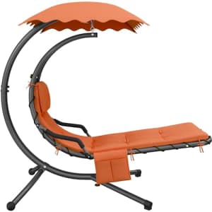 Yaheetech Outdoor Hanging Chaise Lounge Chair Hammock Chair w/Built-in Pillow and Removable Canopy for $162
