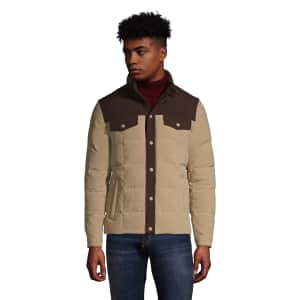 Lands' End Men's Quilted Stretch Down Jacket for $36