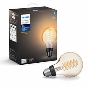 Philips Hue White Filament Globe G25 LED smart vintage bulb, Bluetooth & Hub compatible (Hue Hub for $35
