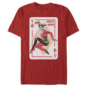 DC Comics Men's HarleyQ Playing Card T-Shirt, Red, 3X-Large for $19
