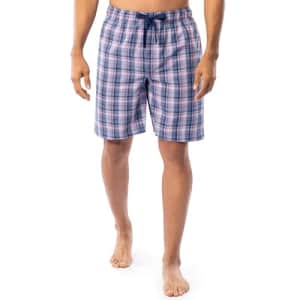 IZOD Men's Relaxed Fit Printed Poplin Drawstring Sleep Shorts, Blue/Pink Plaid, X-Large for $13