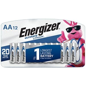 Energizer AA Batteries, Ultimate Double A Battery Lithium, 12 Count for $37