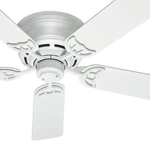 Hunter Fan 52 inch Low Profile Traditional Ceiling Fan in White, 5 Blade (Renewed) for $61