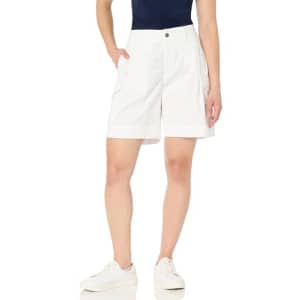 Nautica Women's Bermuda Pleated Cargo Shorts, Bright White for $32