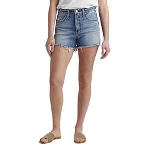 Silver Jeans Co. Women's Beau Mid Rise Denim Shorts, Med Wash RCS262, 24W x 3.5L for $38