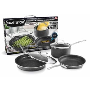 GRANITESTONE 5-Piece Nonstick Cookware Set, Scratch-Resistant Pots and Pans, Granite-coated for $50 GRANITESTONE 5-Piece Nonstick Cookware Set, Scratch-Resistant Pots and Pans, Granite-coated for $50