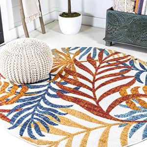 JONATHAN Y AMC100B-6R Tropics Palm Leaves Indoor Outdoor Area-Rug Bohemian Floral Easy-Cleaning for $73