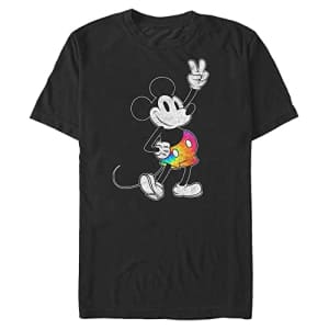 Disney Big Classic Tie Dye Mickey Stroked Men's Tops Short Sleeve Tee Shirt, Black, X-Large Tall for $15