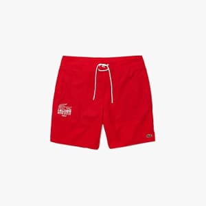 Lacoste Bold Branding Swim Trunks Red for $19