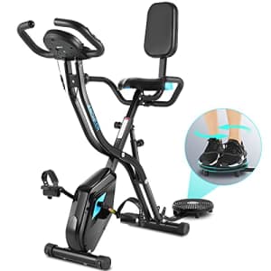 ANCHEER Exercise Bike 10 Levels of Magnetic Resistance and Large Comfortable Seat, Indoor, Folding for $209