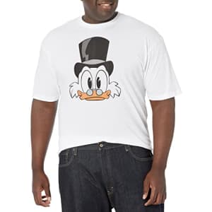 Disney Big & Tall Duck Tales Scrooge Big Face Men's Tops Short Sleeve Tee Shirt, White, XX-Large for $7