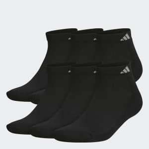 adidas men Athletic Cushioned Low-Cut Socks 6 Pairs for $11
