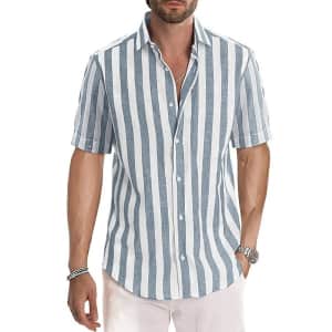 Men's Stripe Casual Shirt for $8
