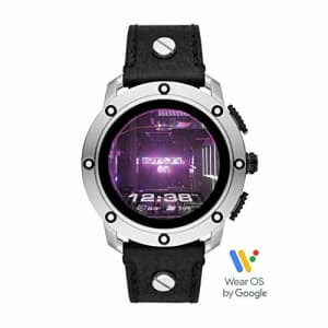 Diesel On Men's Axial Touchscreen Stainless Steel and Leather Smartwatch, Black-DZT2014 for $231