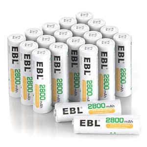 EBL 20-Counts AA Rechargeable Batteries 2,800mAh High Capacity AA Batteries for $34