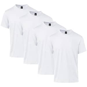 Gildan Men's Softstyle CVC Short Sleeve T-Shirt, Style G67000, 4-Pack, White, Large for $27