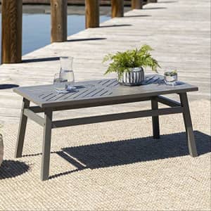 Walker Edison Furniture Company Outdoor Patio Wood Chevron Rectangle Coffee Table All Weather for $55