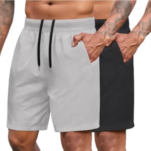 Coofandy Men's 7" Workout Shorts 2-Pack for $14