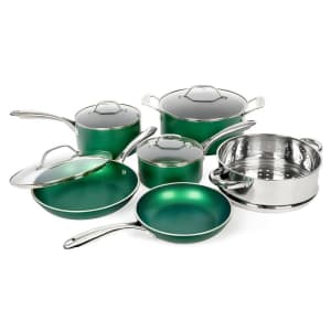 GraniteStone Emerald Aluminum Triple-Layer Nonstick 10-Piece Cookware Set for $99
