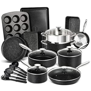 MICHELANGELO Pots and Pans Set, Nonstick 22PCS Cookware Sets with 100% PFOA Free Granite Interior, for $200
