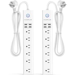 Auoplus 6-Outlet / 4 USB Power Strip 2-Pack for $23