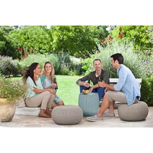 Keter Urban Knit Pouf Ottoman Set of 2 with Storage Table for Patio and Room Dcor-Perfect for for $180