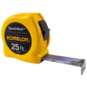 Komelon SM3925 Speed Mark Acrylic Coated Steel Blade Tape Measure 25-Foot by 1-Inch Yellow Case for $13