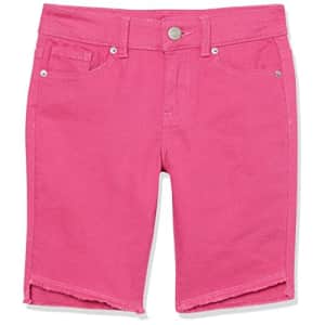 Calvin Klein Girls' Skinny Fit Stretch Denim Bermuda Shorts, Rose/Slant Hem, 10 for $13