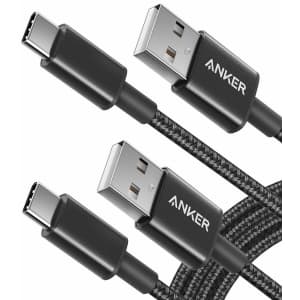 Anker 6-Foot Premium Braided Nylon USB-A to USB-C Cable 2-Pack for $8