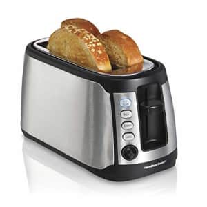 Hamilton Beach 4 Slice Extra Wide Long Slot Stainless Steel Toaster with Keep Warm, Defrost and for $55