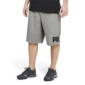 PUMA Men's Big & Tall Essentials Big Logo Fleece 10" Shorts, Medium Gray Heather, 4X-Large for $30