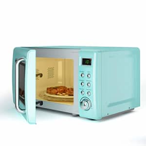 Retro Microwave Oven,Safeplus 0.7Cu.ft, Countertop 700W Microwaves with Cold Rolled Steel Plate 5 for $109