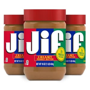 Jif Creamy Peanut Butter 16-oz. Jar 3-Pack for $5.26 via Subscribe & Save Jif Creamy Peanut Butter 16-oz. Jar 3-Pack for $5.26 via Subscribe & Save