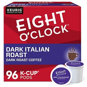 Eight O'Clock Coffee Dark Italian Roast Single-Serve Keurig K-Cup Pods, Medium Roast Coffee Pods, for $23