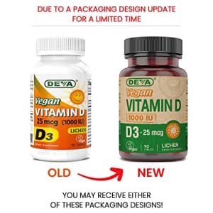 DEVA Vegan Vitamin D3 Supplement - Once-Per-Day Tablet with 1000 IU - Cholecalciferol - Lichen for $10