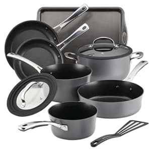 Rachael Ray Cook + Create Hard Anodized Nonstick Cookware/Pots and Pan Set, 10 Piece - Black for $180